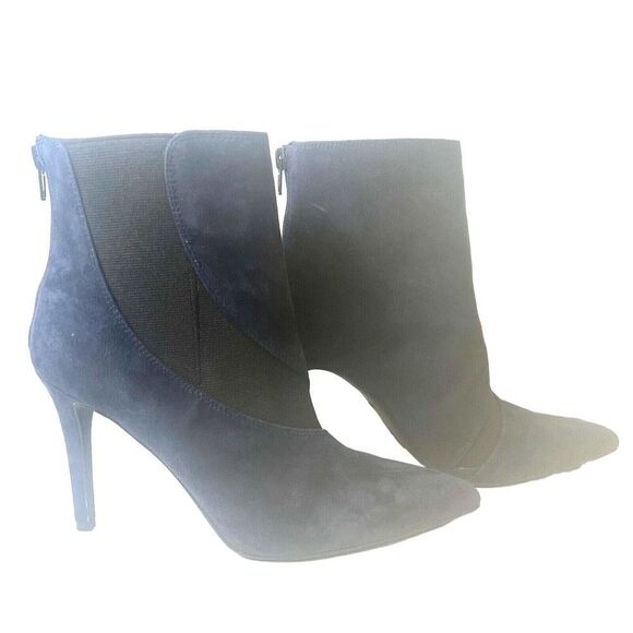 Nine West Booties Womens 7.5M Blue Fashion Boots Suede Stiletto Heel Pointed Toe - Picture 1 of 8